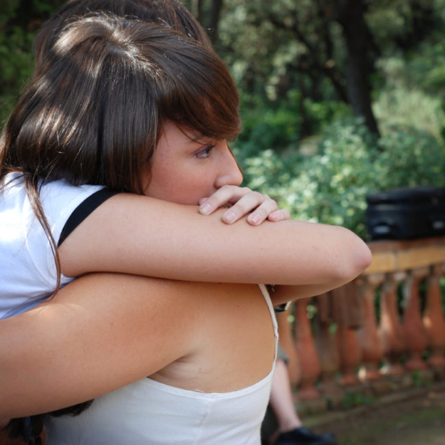 carer daughter cuddle