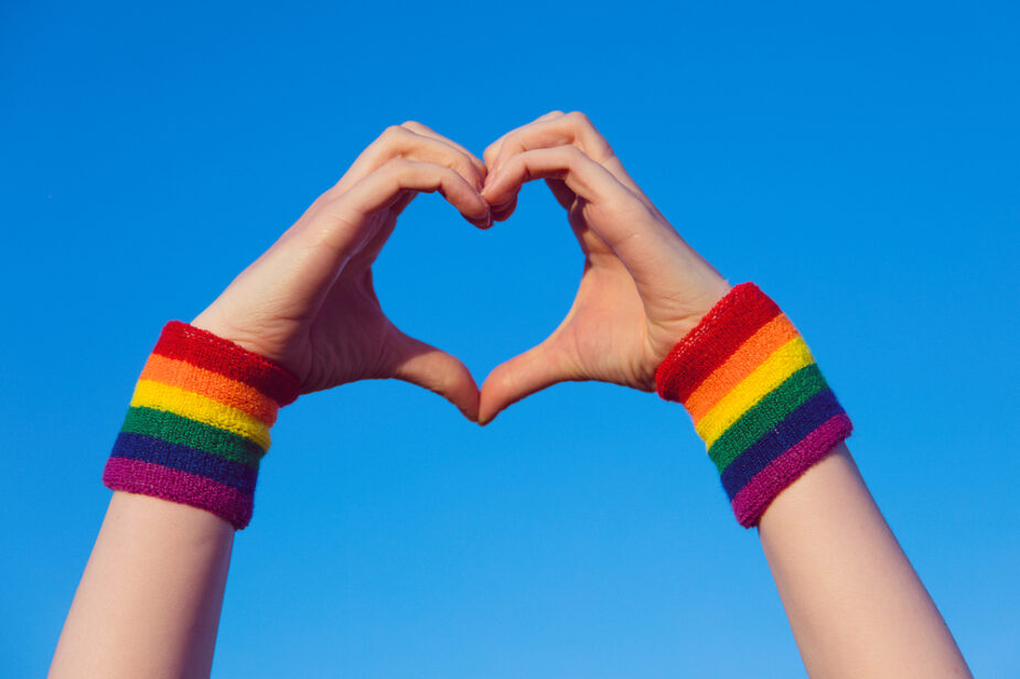 Gay,Pride,Concept.,Hand,Making,A,Heart,Sign,With,Gay